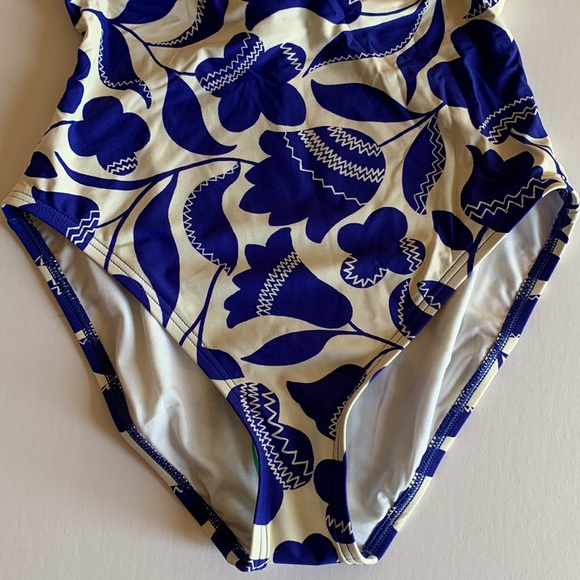 Kate Spade Zigzag Floral Bow-strap V-neck One-piece - Picture 7 of 13